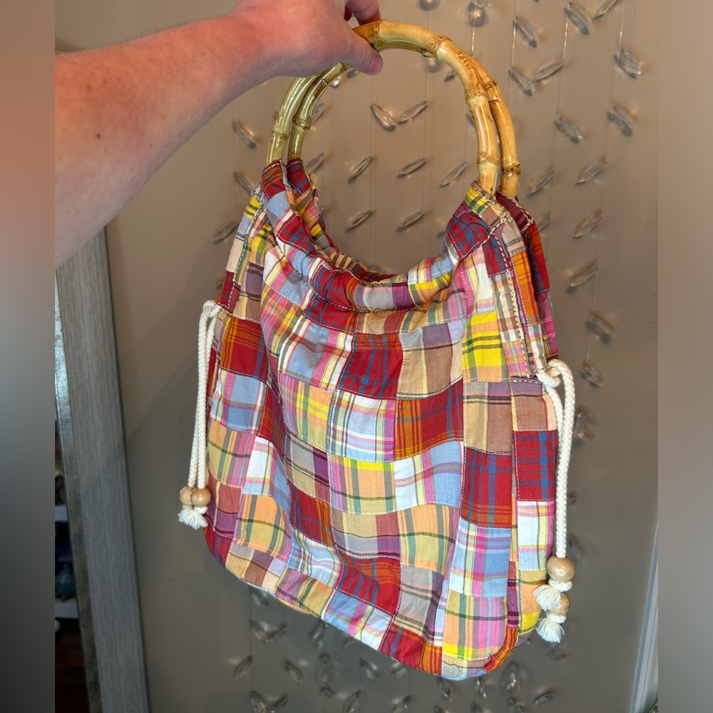 Jcrew Patchwork Bamboo Handle Tote - image 2